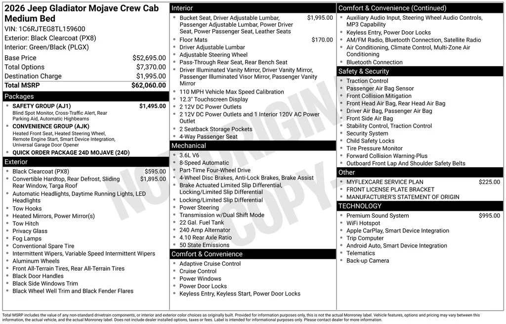 New 2026 Black Clearcoat Jeep Mojave image 7