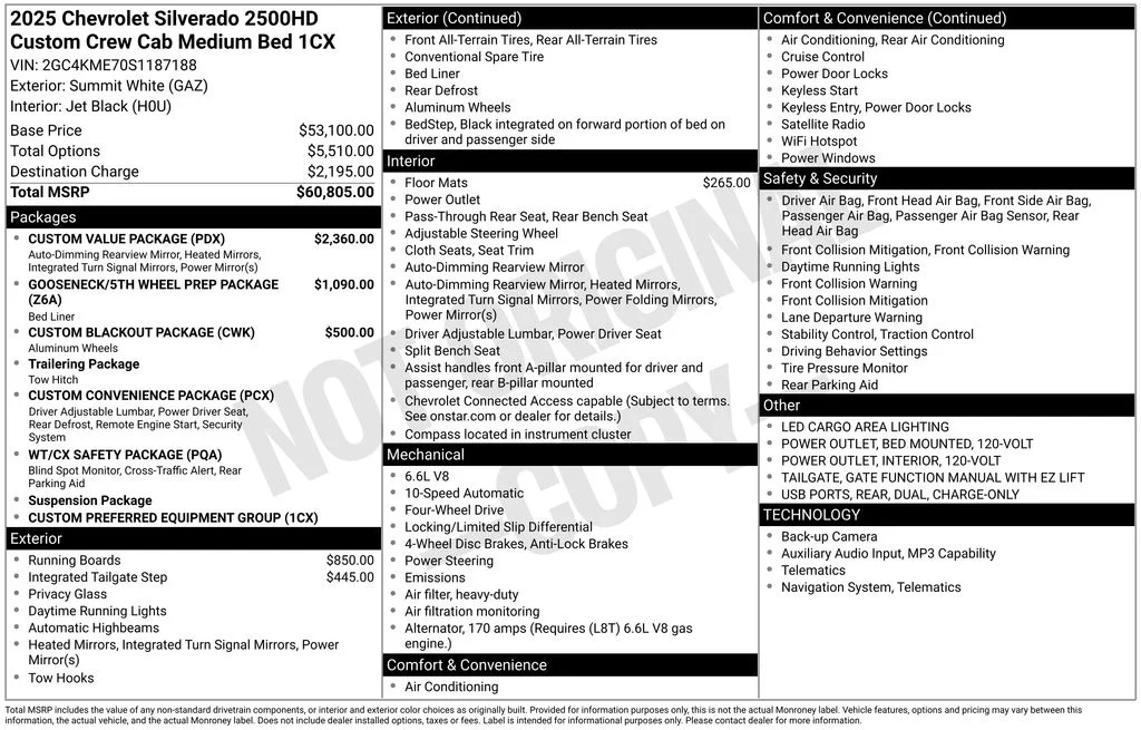 Used 2025 White Chevrolet Custom image 3