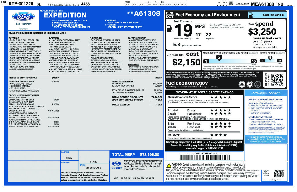 Used 2021 White Ford Limited image 2