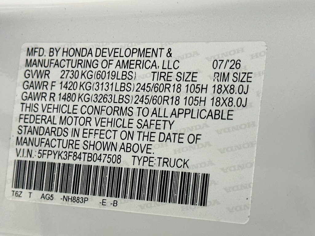 New 2026 Platinum White Pearl Honda Black Edition image 24