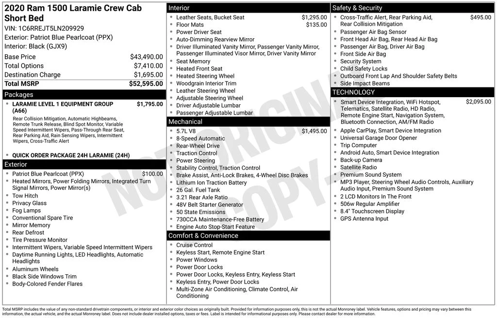 Certified Used 2020 Blue Ram Laramie image 7