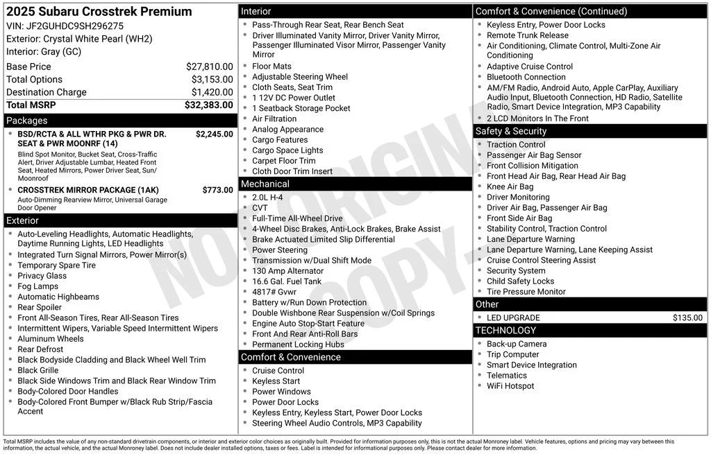 Used 2025 White Subaru Premium image 4