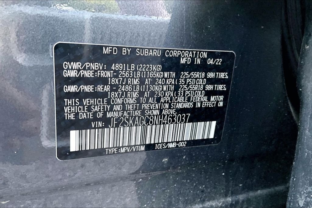 Used 2022 Gray Subaru Sport image 36