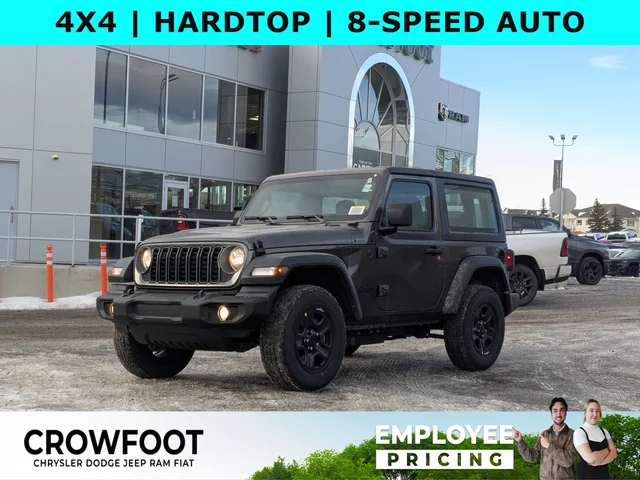 2026 Jeep Wrangler Sport - - 4x4 - 2.0L Turbo Engine - 12.3 Uconnect 5 Display - Black Freedom Hardtop & More!