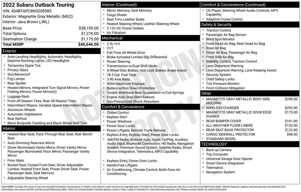 Certified Used 2022 Gray Subaru Touring image 10