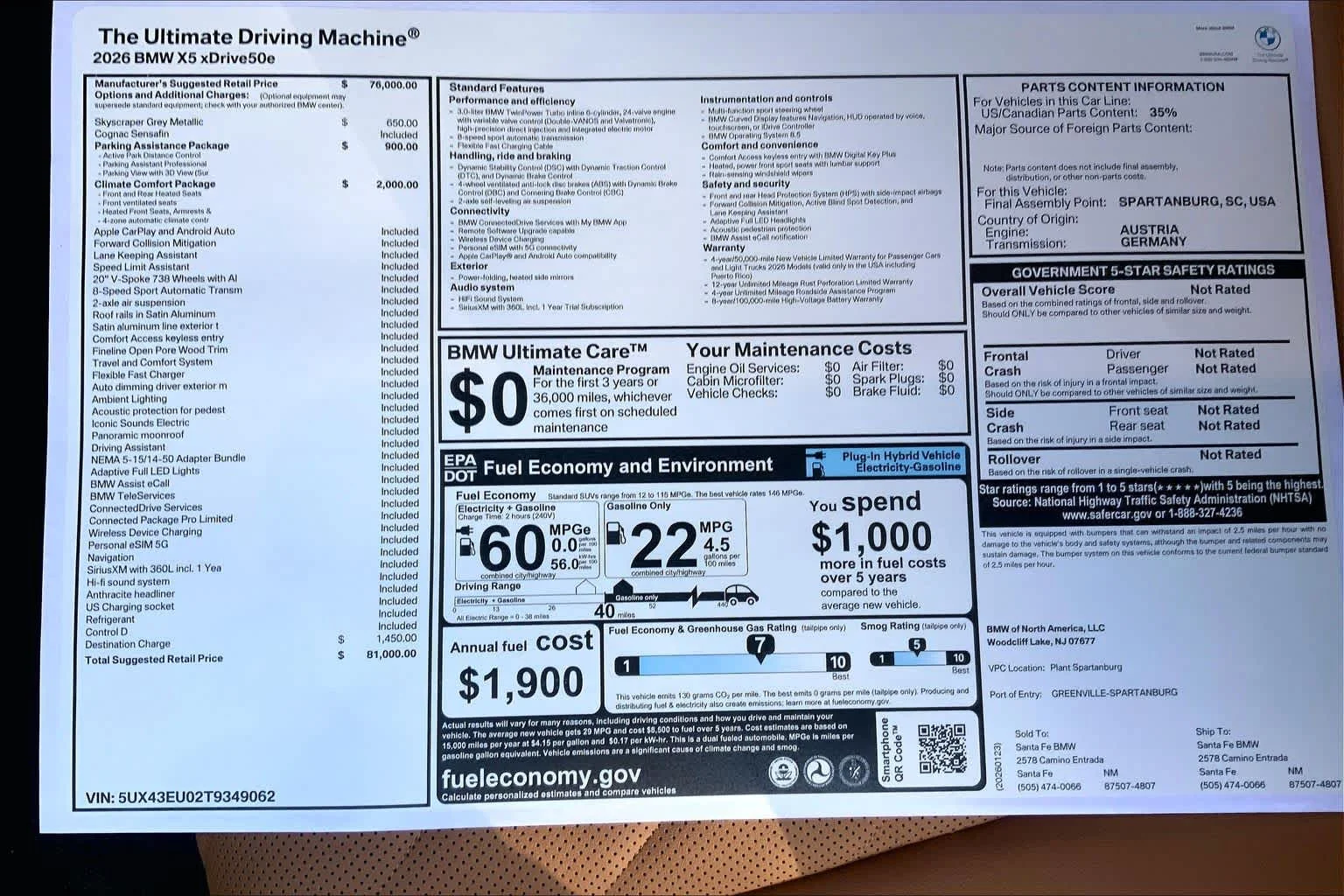 New 2026 Skyscraper Grey Metallic BMW xDrive50e image 19