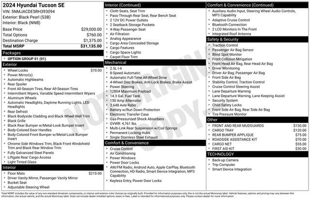 Used 2024 Black Pearl Hyundai SE image 32