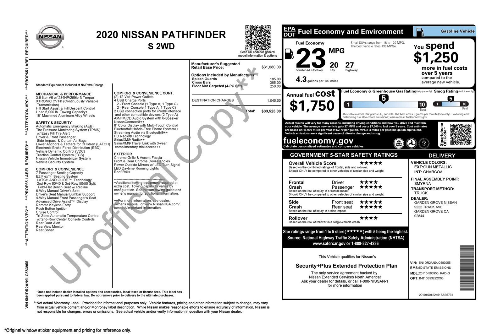 Used 2020 Nissan Pathfinder S with VIN 5N1DR2AN9LC583955 for sale in Costa Mesa, CA