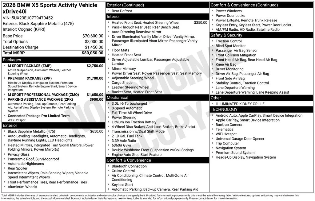 New 2026 Black Sapphire Metallic BMW xDrive40i image 2