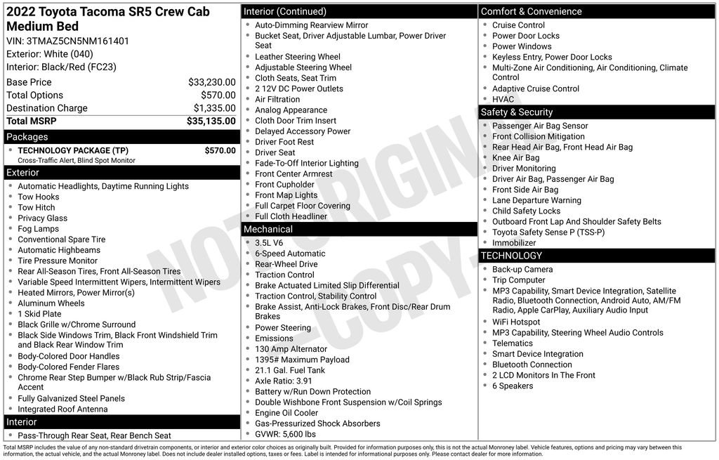 Used 2022 White Toyota SR5 image 2