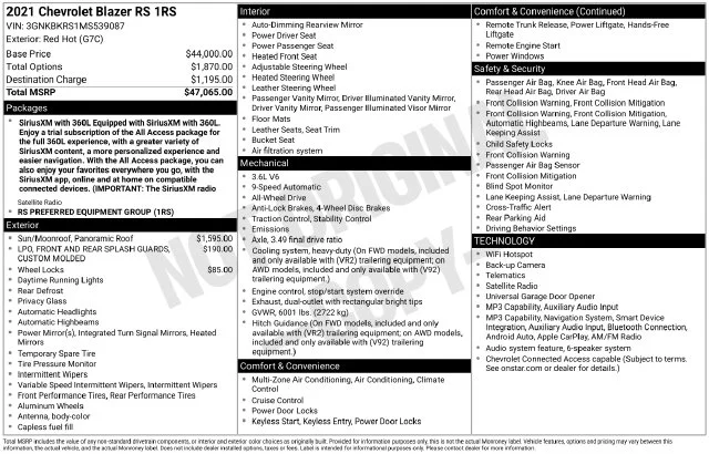 Used 2021 Red Chevrolet RS image 5