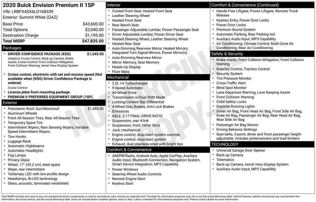 Used 2020 Summit White Buick Premium II image 9