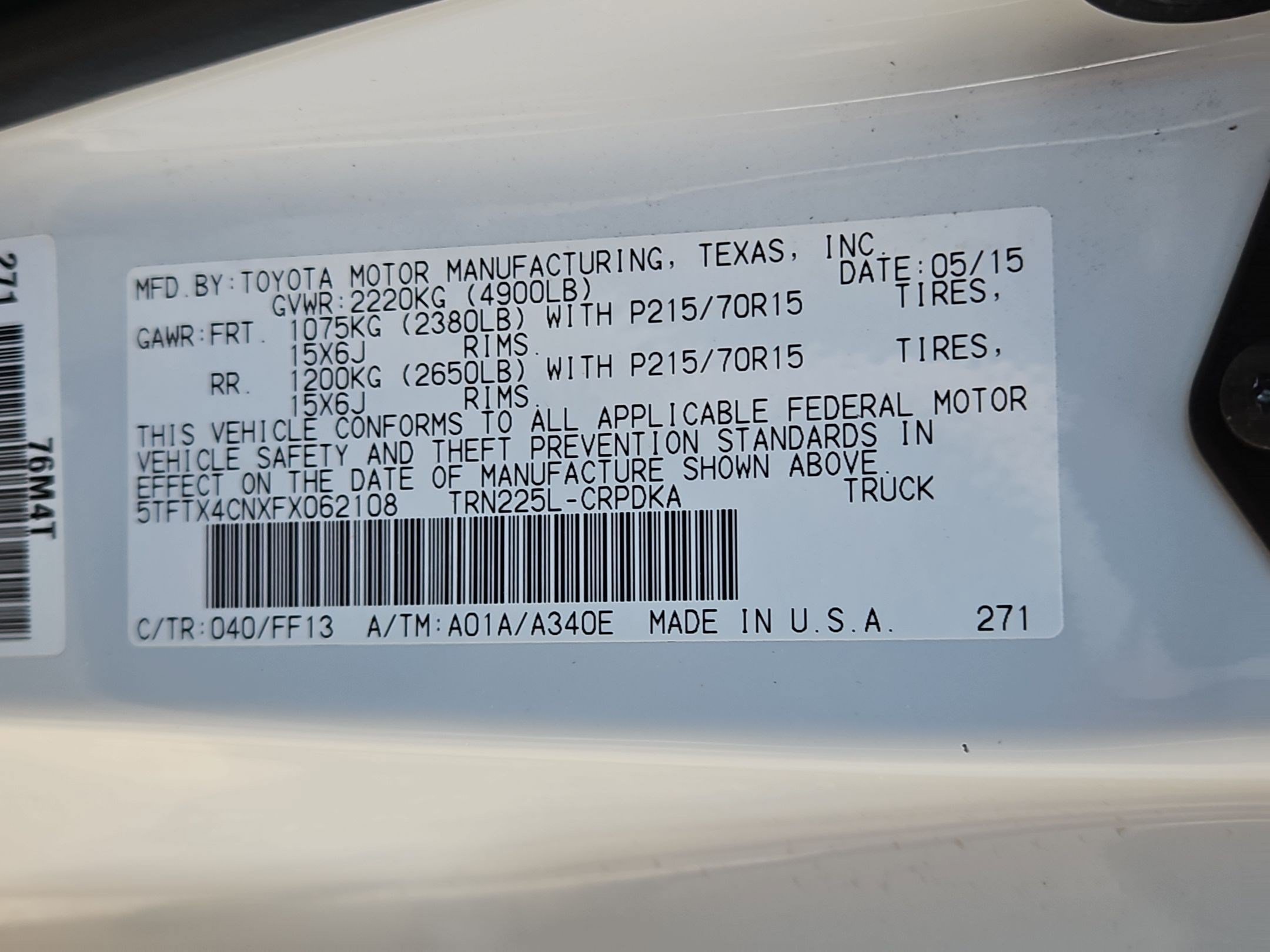 Used 2015 White Toyota BASE image 30
