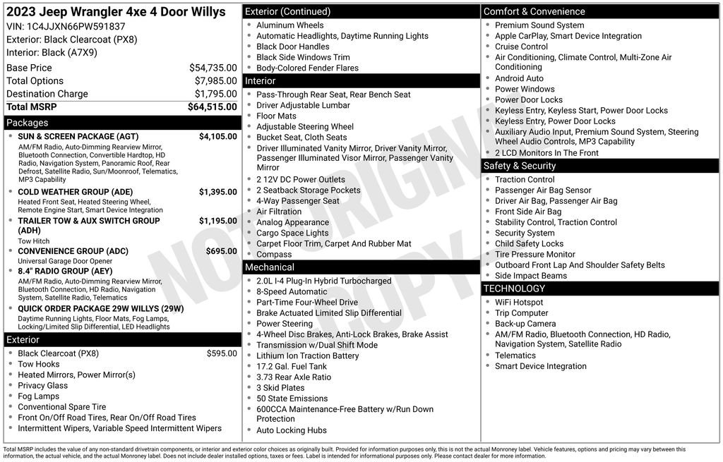 Used 2023 Black Jeep Willys 4xe image 4