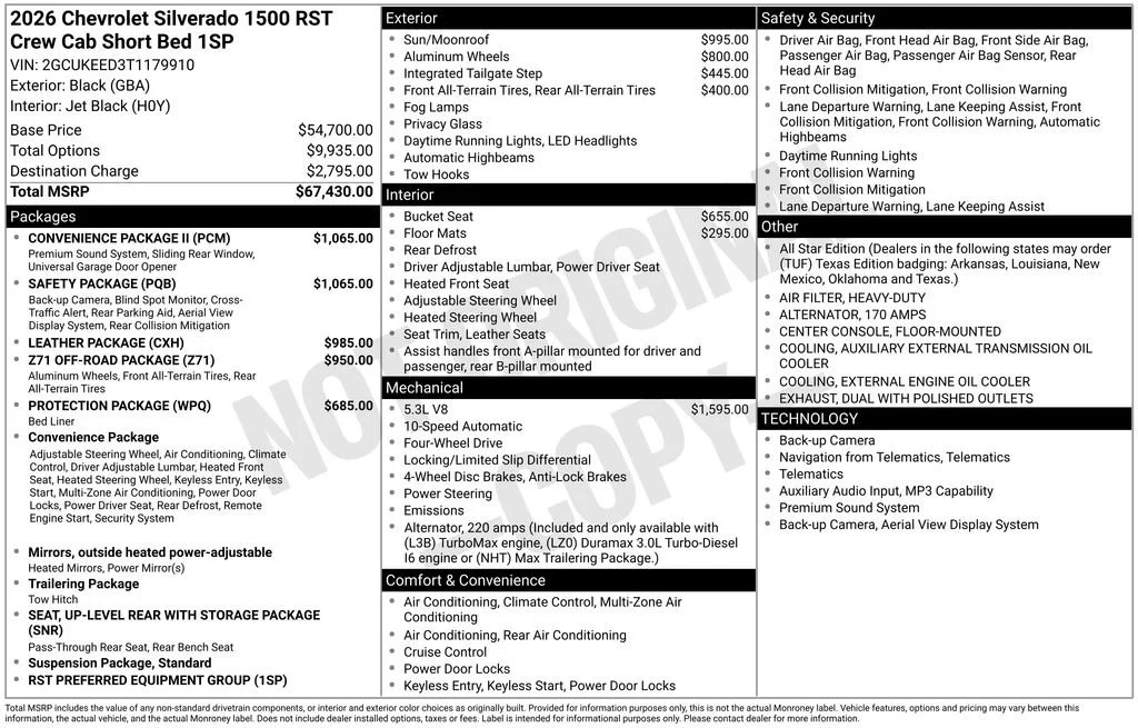 2026 Chevrolet Silverado 1500 RST 4X4 Crew Cab Short Box's photo