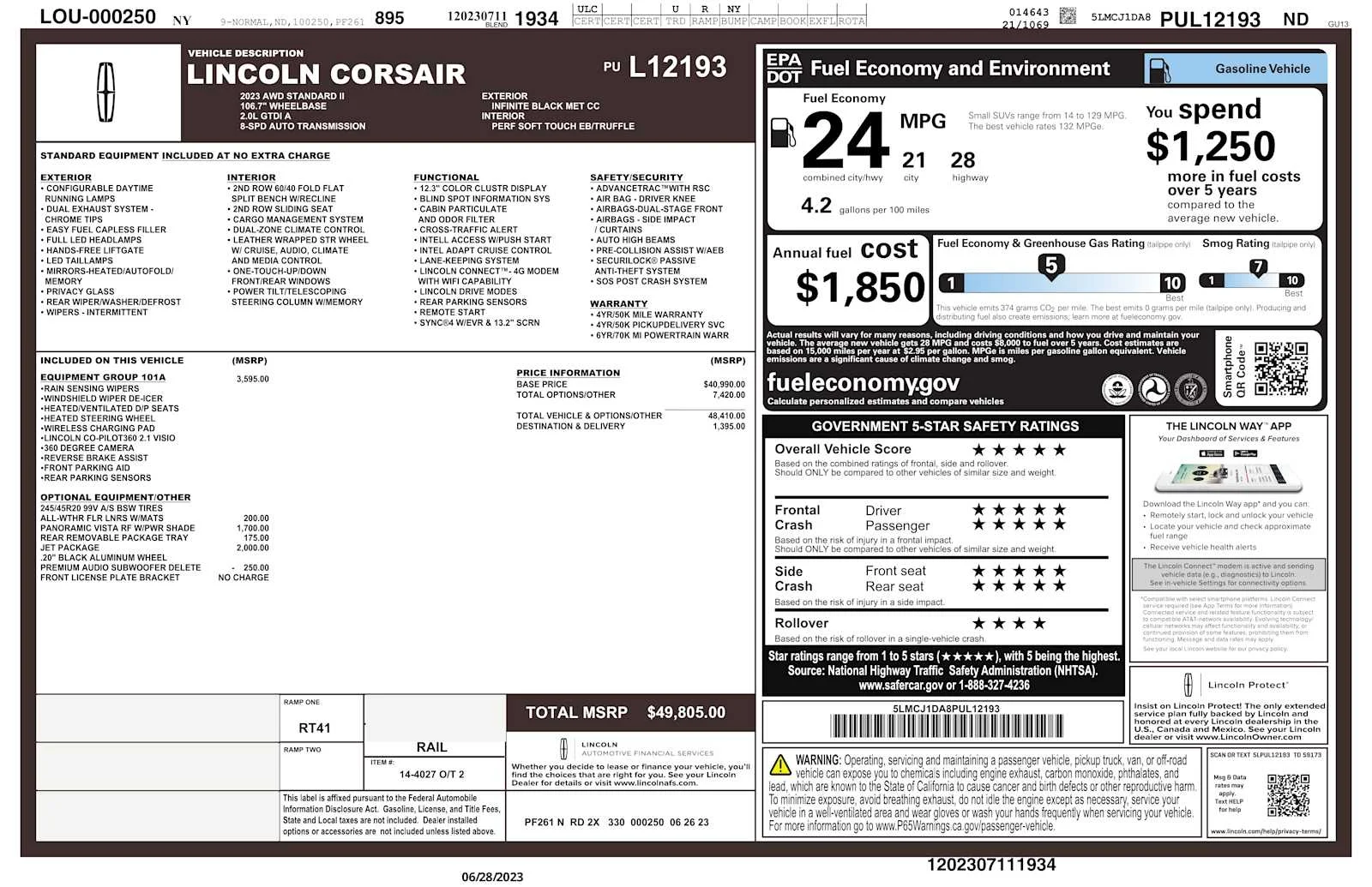 Used 2023 Infinite Black Metallic Clearcoat Lincoln Standard image 2