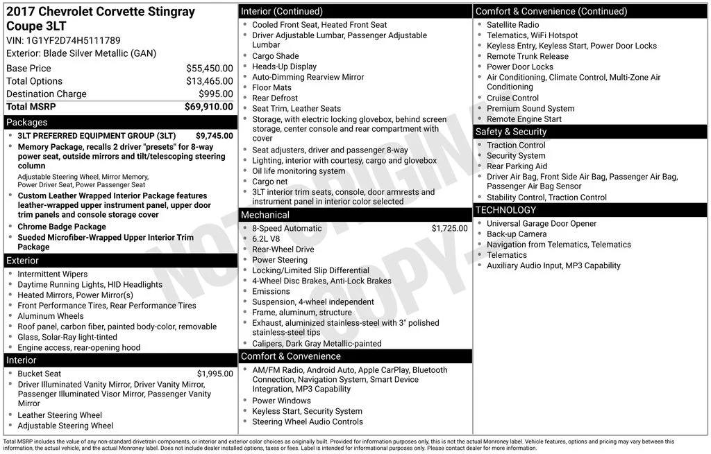Used 2017 Silver Chevrolet Stingray image 7