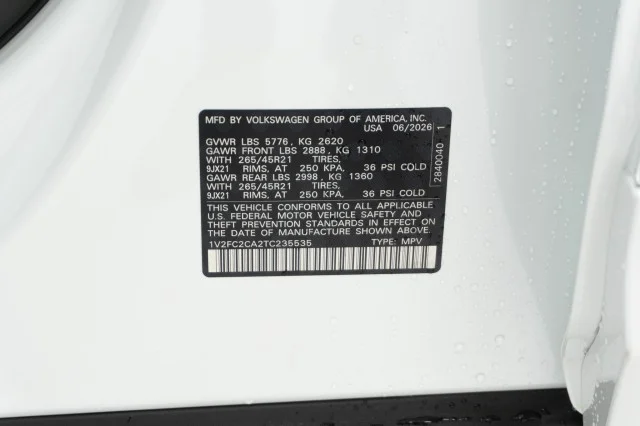 New 2026 Opal White Pearl Volkswagen 2.0T SEL Premium R-Line image 34
