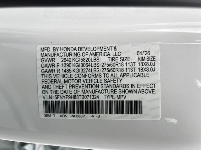 New 2026 Platinum White Pearl Honda TrailSport Elite image 18