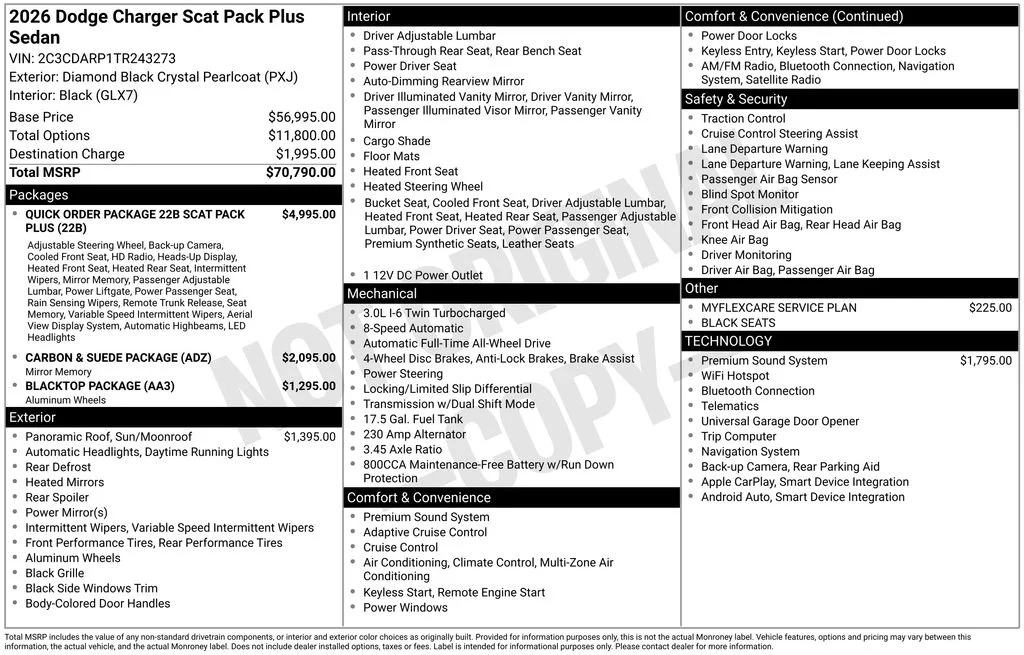 New 2026 Diamond Black Crystal Pearlcoat Dodge Scat Pack Plus image 5