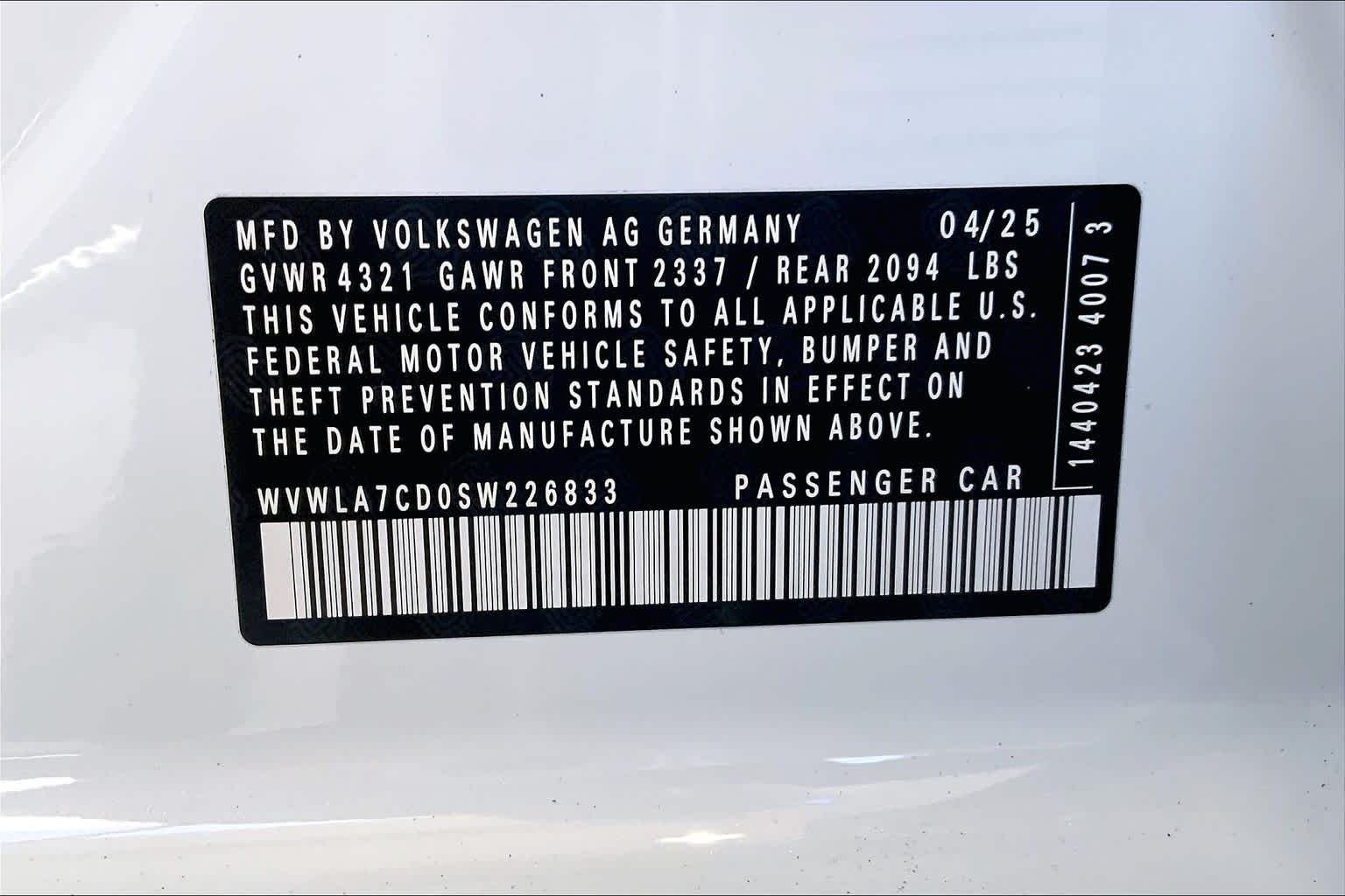 Used 2025 Opal White Pearl Volkswagen S image 31