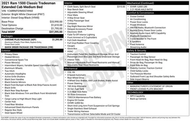 Used 2021 Bright White Clearcoat Ram Tradesman image 35