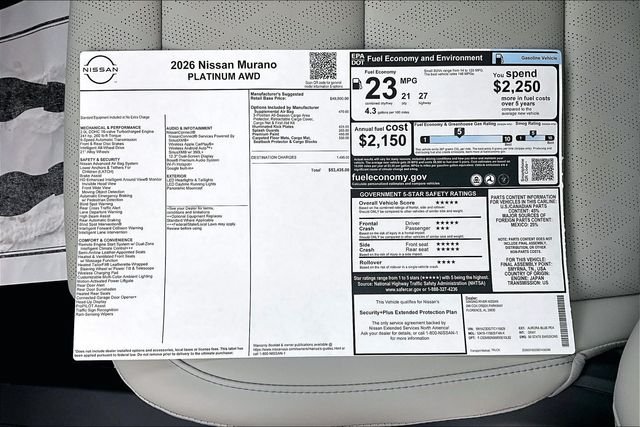 New 2026 Nissan Murano Platinum 4D Sport Utility