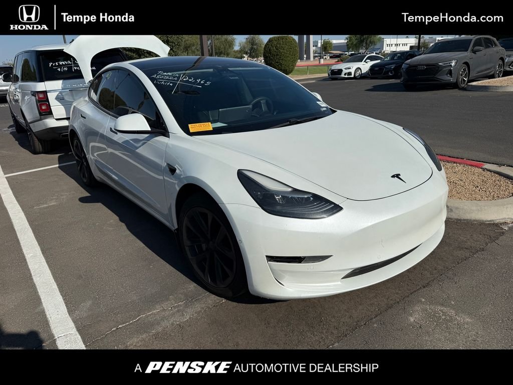 Used 2021 Pearl White Multi-Coat Tesla Standard Range Plus image 1