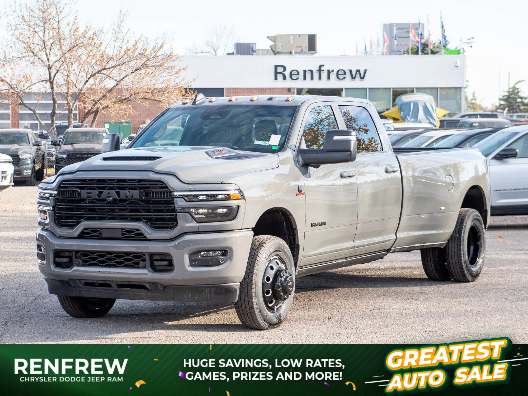 New 2026 Grey RAM Laramie Night* Mega Cab 4x4, Max Tow Pkg, Sunroof, Level 2 Plus Equipment Group image 1