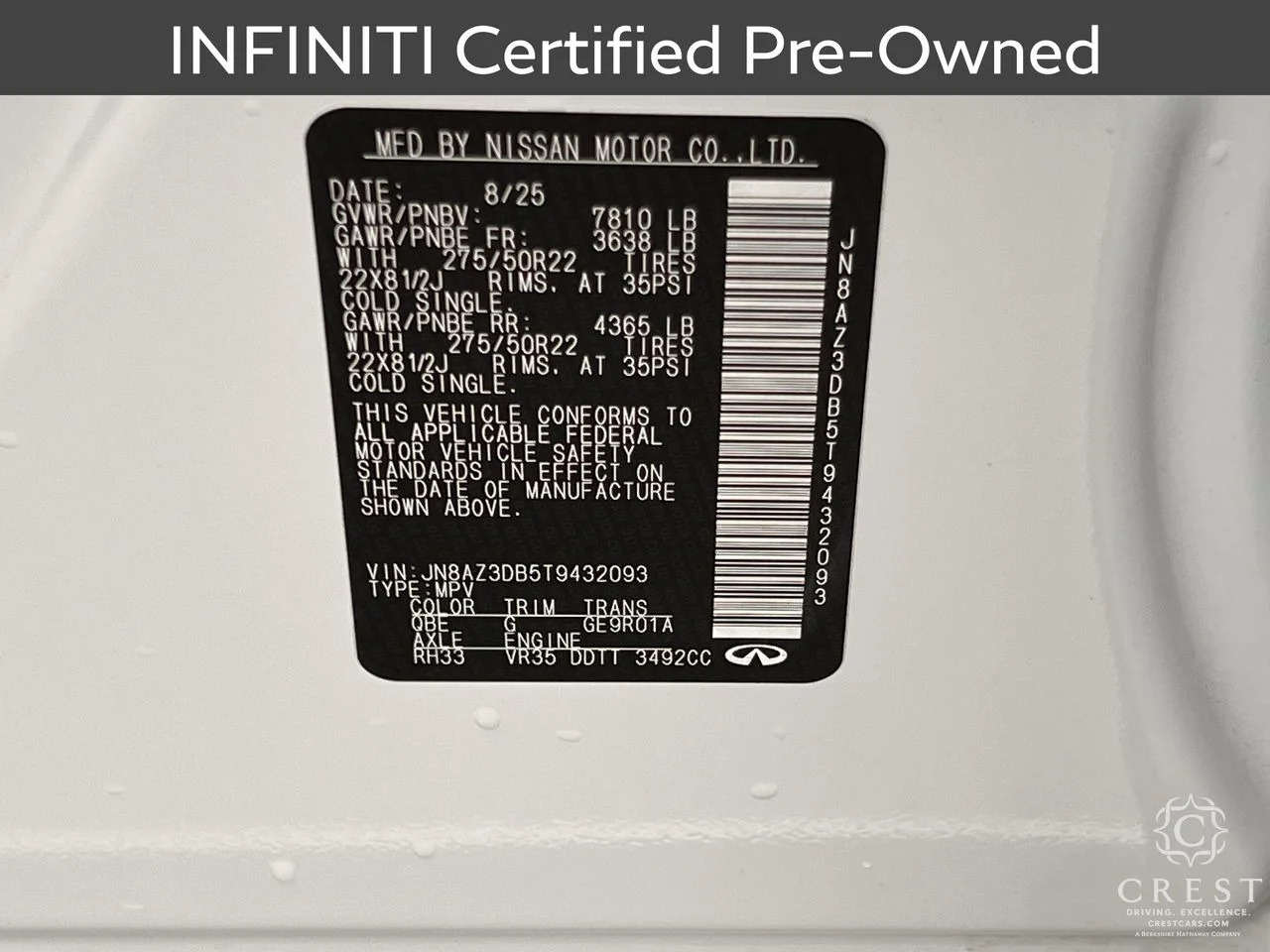 Certified Used 2026 Radiant White INFINITI SPORT image 33