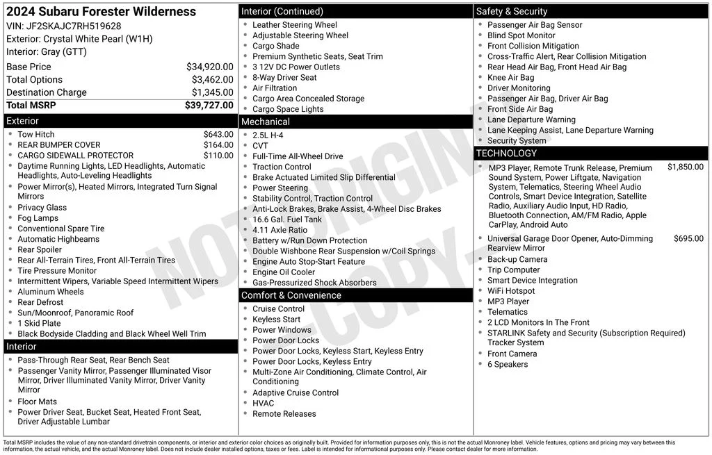 Certified Used 2024 White Subaru Wilderness image 2