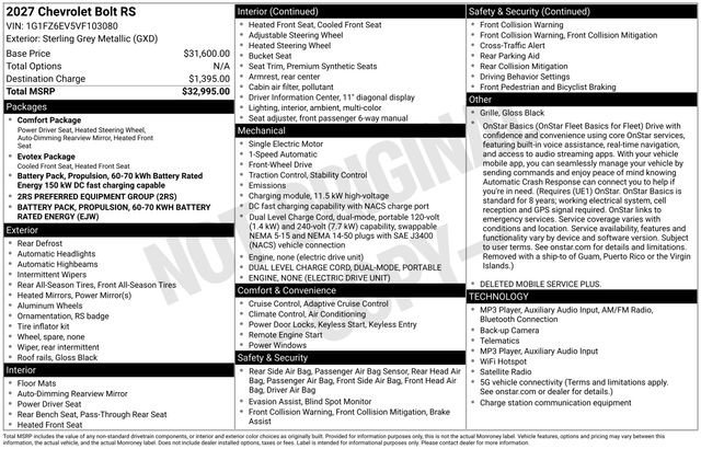 New 2027 Sterling Grey Metallic Chevrolet RS image 36