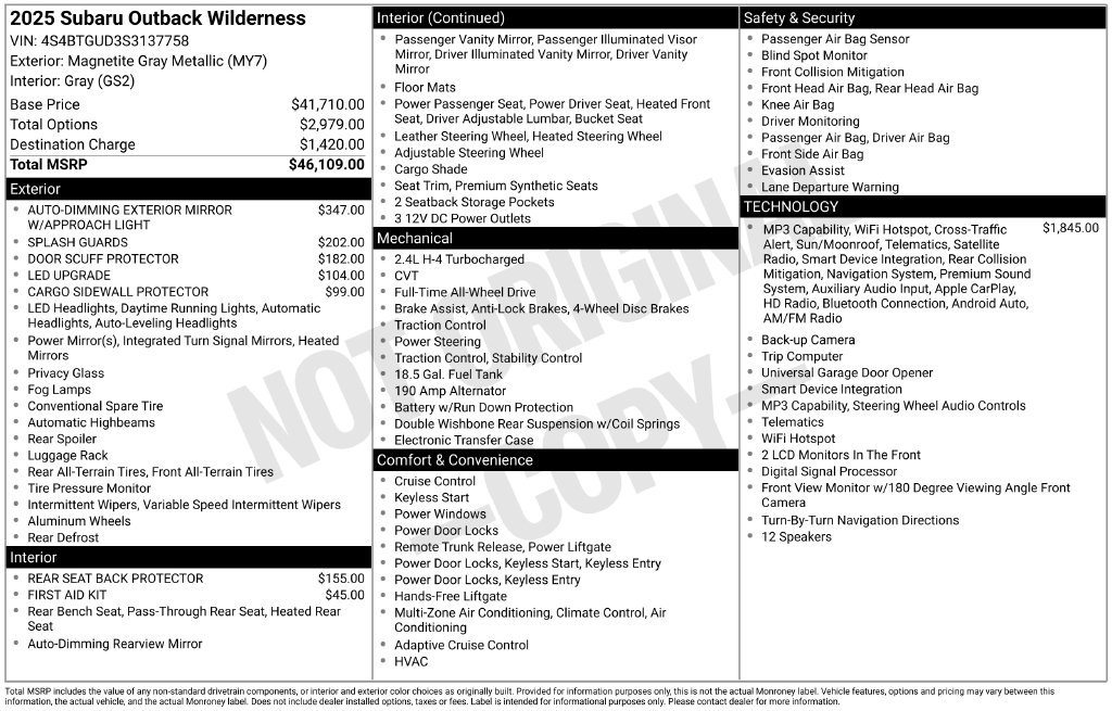 Certified Used 2025 Gray Subaru Wilderness image 10