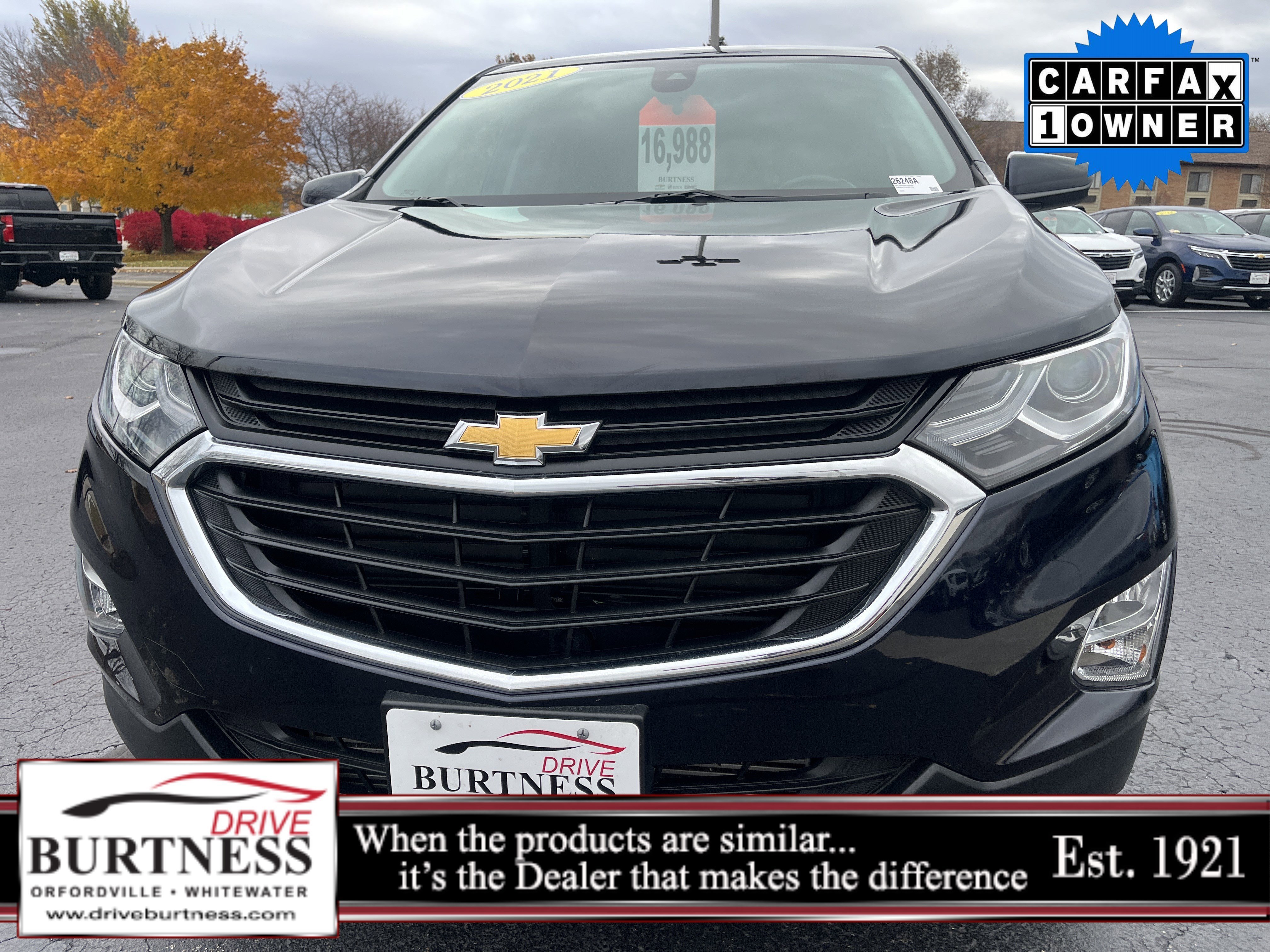 Certified 2021 Chevrolet Equinox LT with VIN 3GNAXUEV7MS107256 for sale in Whitewater, WI