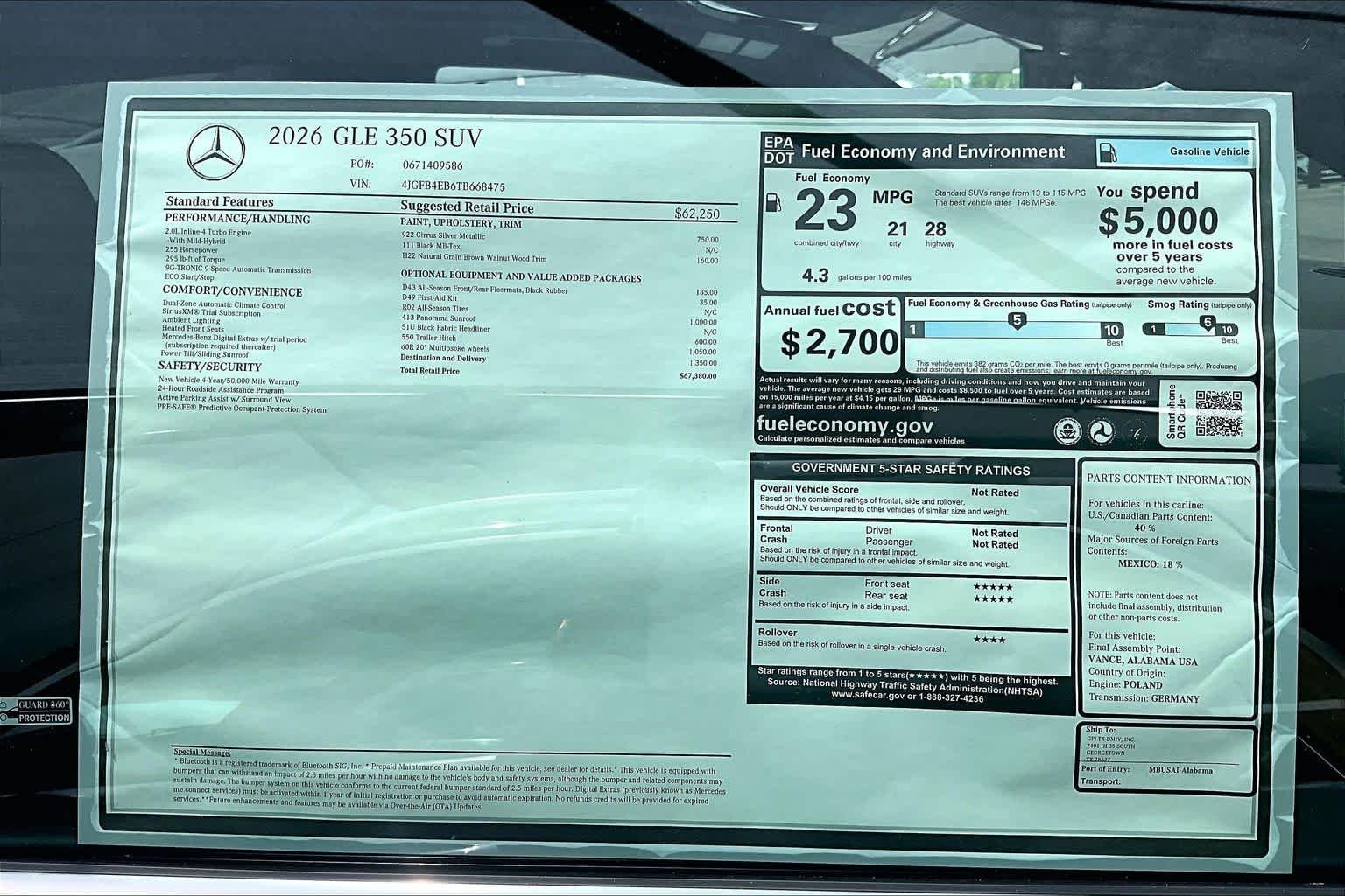 New 2026 Cirrus Silver Metallic Mercedes-Benz GLE 350 image 21