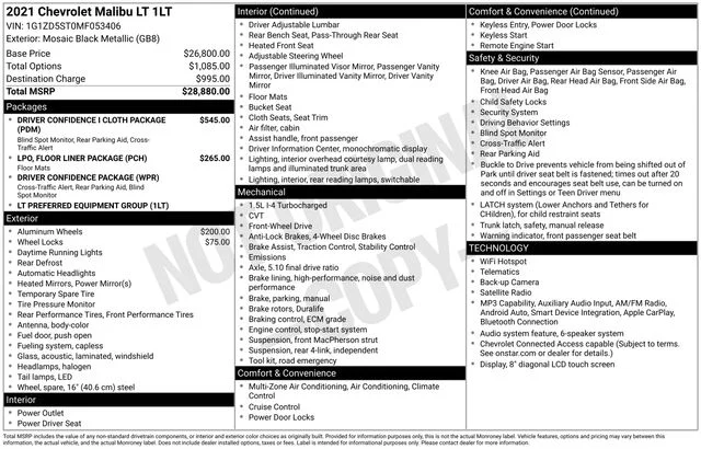 Used 2021 Black Chevrolet LT image 37