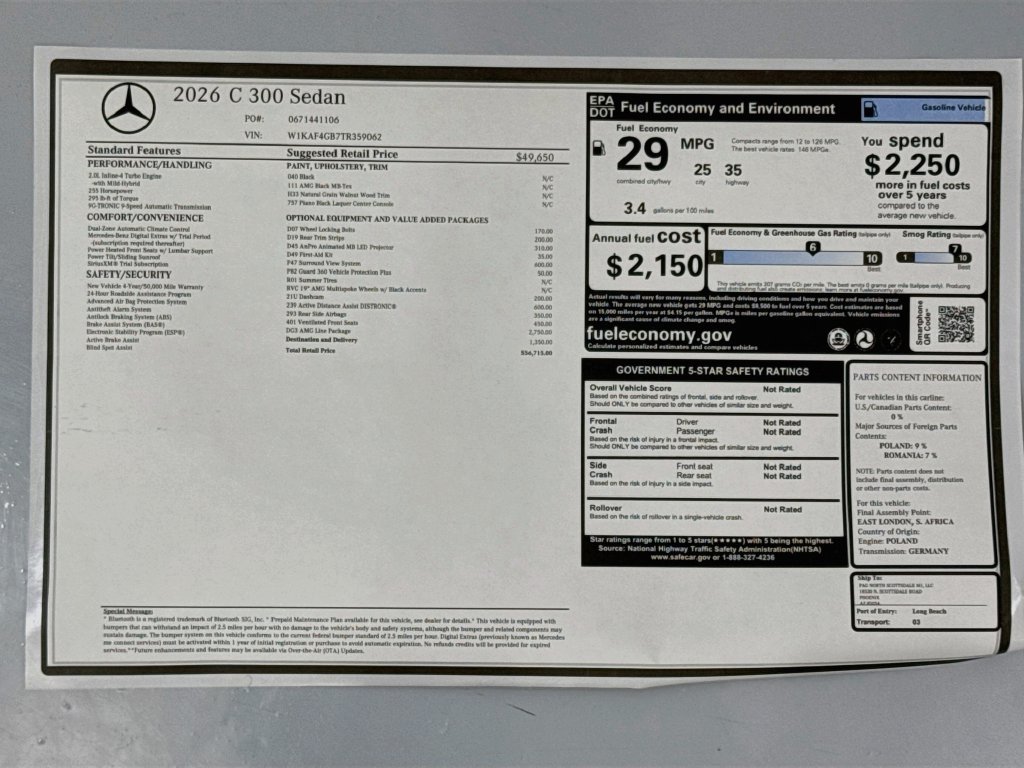 New 2026 Black Mercedes-Benz C 300 image 9