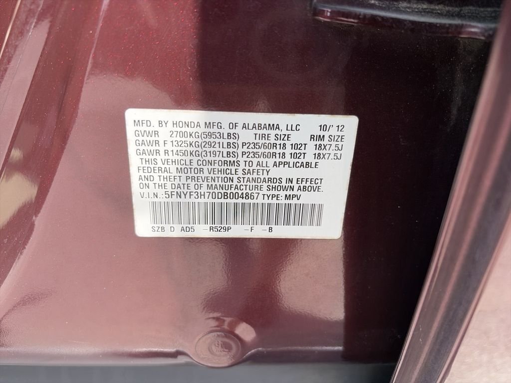 Used 2013 Purple Honda EX-L image 35