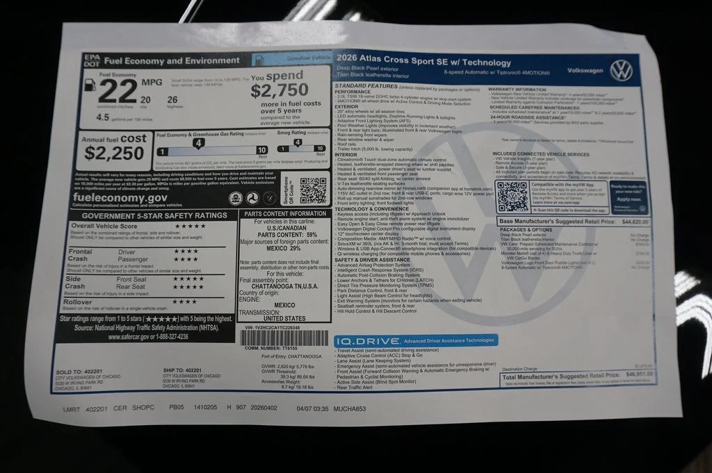 New 2026 Deep Black Volkswagen 2.0T SE w/Technology image 36