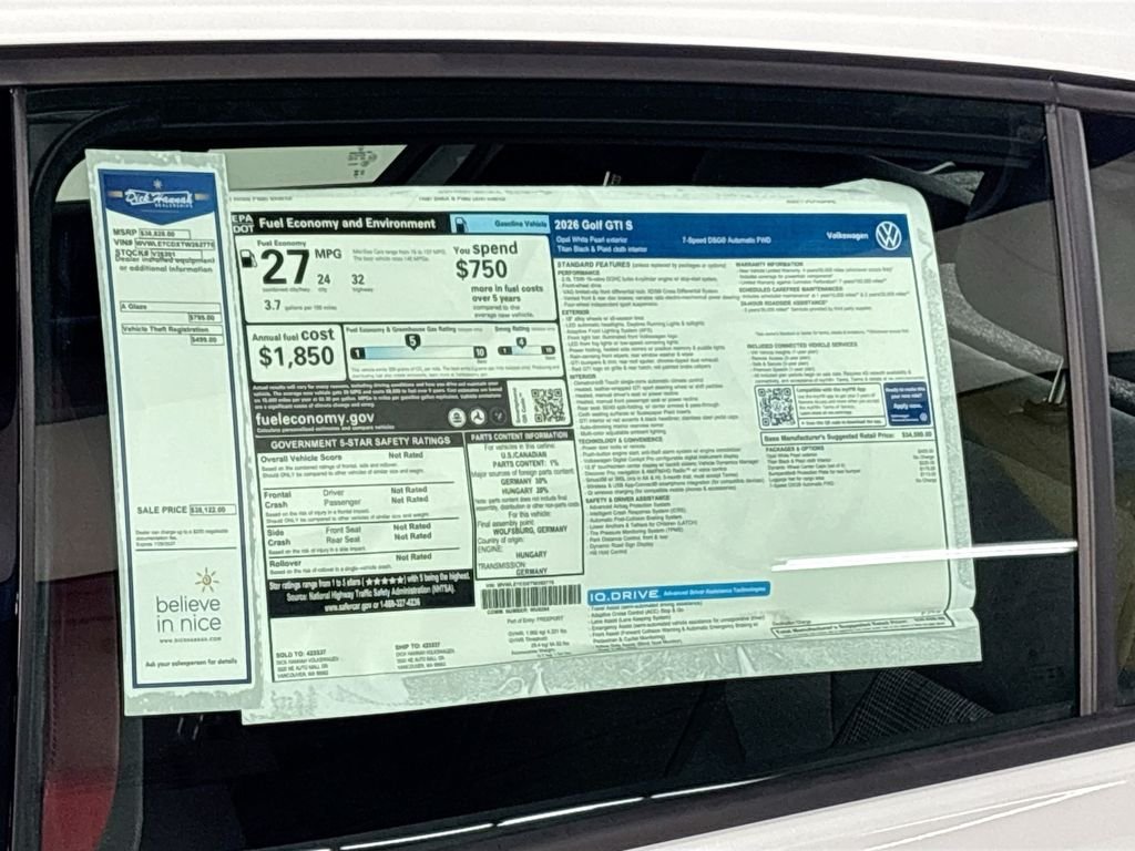 New 2026 Opal White Pearl Volkswagen 2.0T S image 24