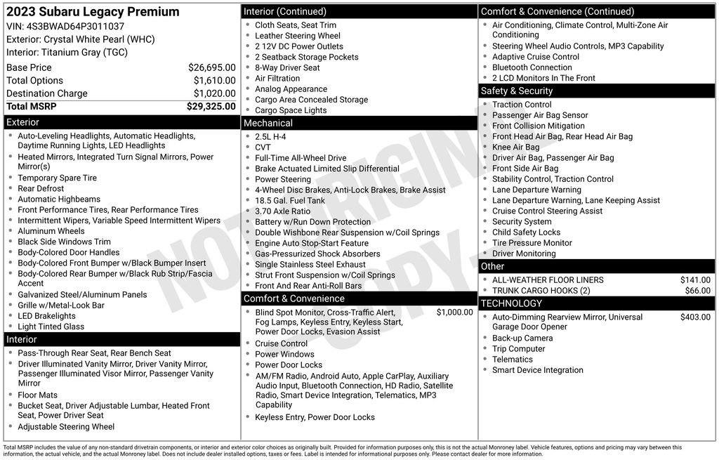 Certified Used 2023 White Subaru Premium image 10