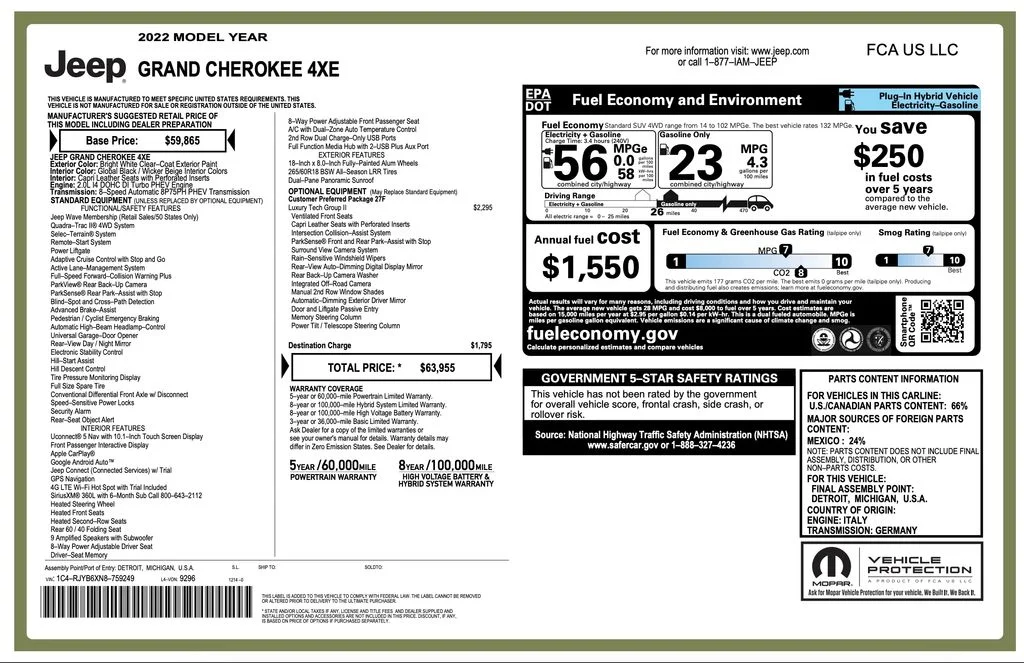 Used 2022 White Jeep 4xe image 2
