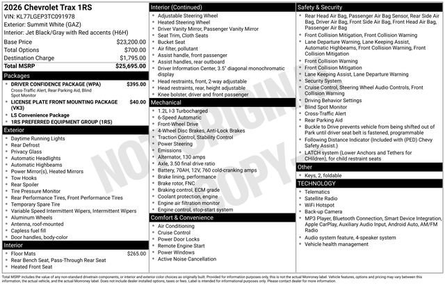 2026 Chevrolet Trax RS