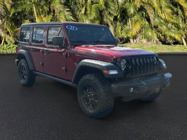 Certified Used 2022 Red Jeep Unlimited Willys image 2