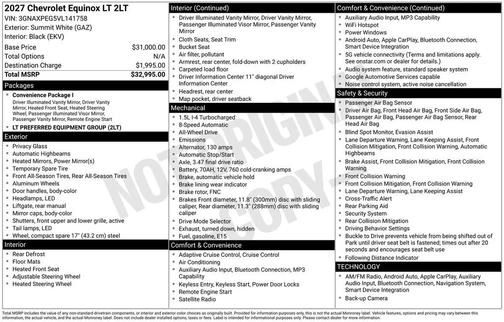 New 2027 Summit White Chevrolet AWD LT image 4