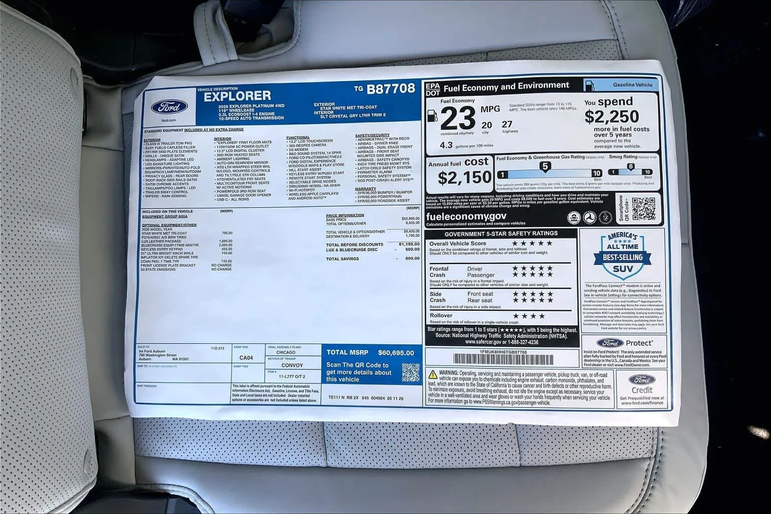 New 2026 Star White Metallic Tri-Coat Ford Platinum™ image 18