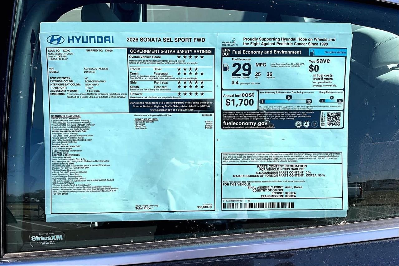 New 2026 Portofino Gray Hyundai SEL Sport image 22