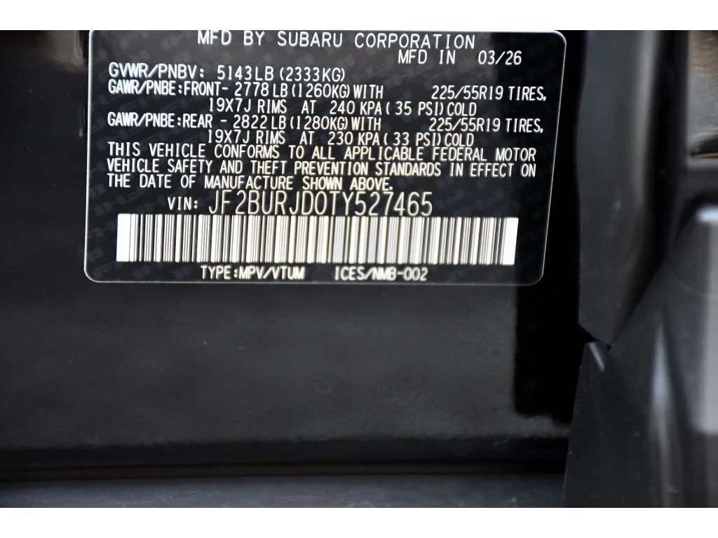 New 2026 CRYSTAL BLACK SILICA Subaru Touring XT image 25