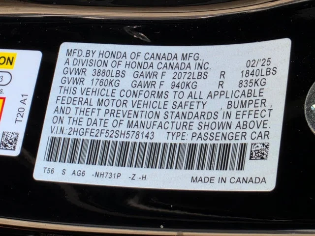 Certified Used 2025 Crystal Black Pearl Honda 4D SPORT image 34