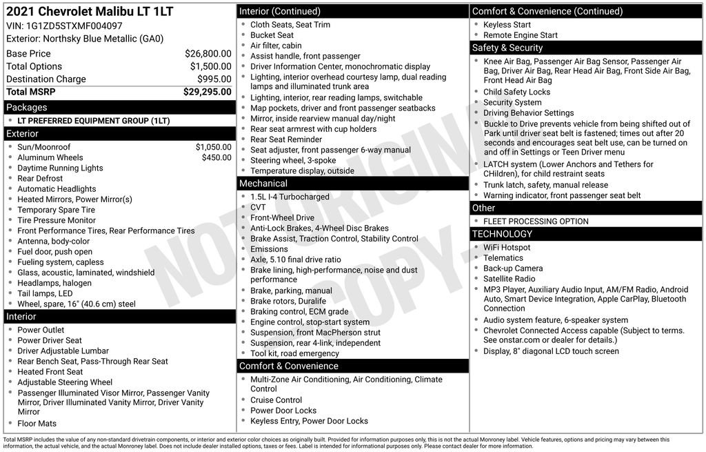 Used 2021 Northsky Blue Metallic Chevrolet LT image 41